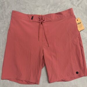 FarWest Swim Trunks L NWT Dark Pink Board Shorts Quick Dry Elastic Waist
